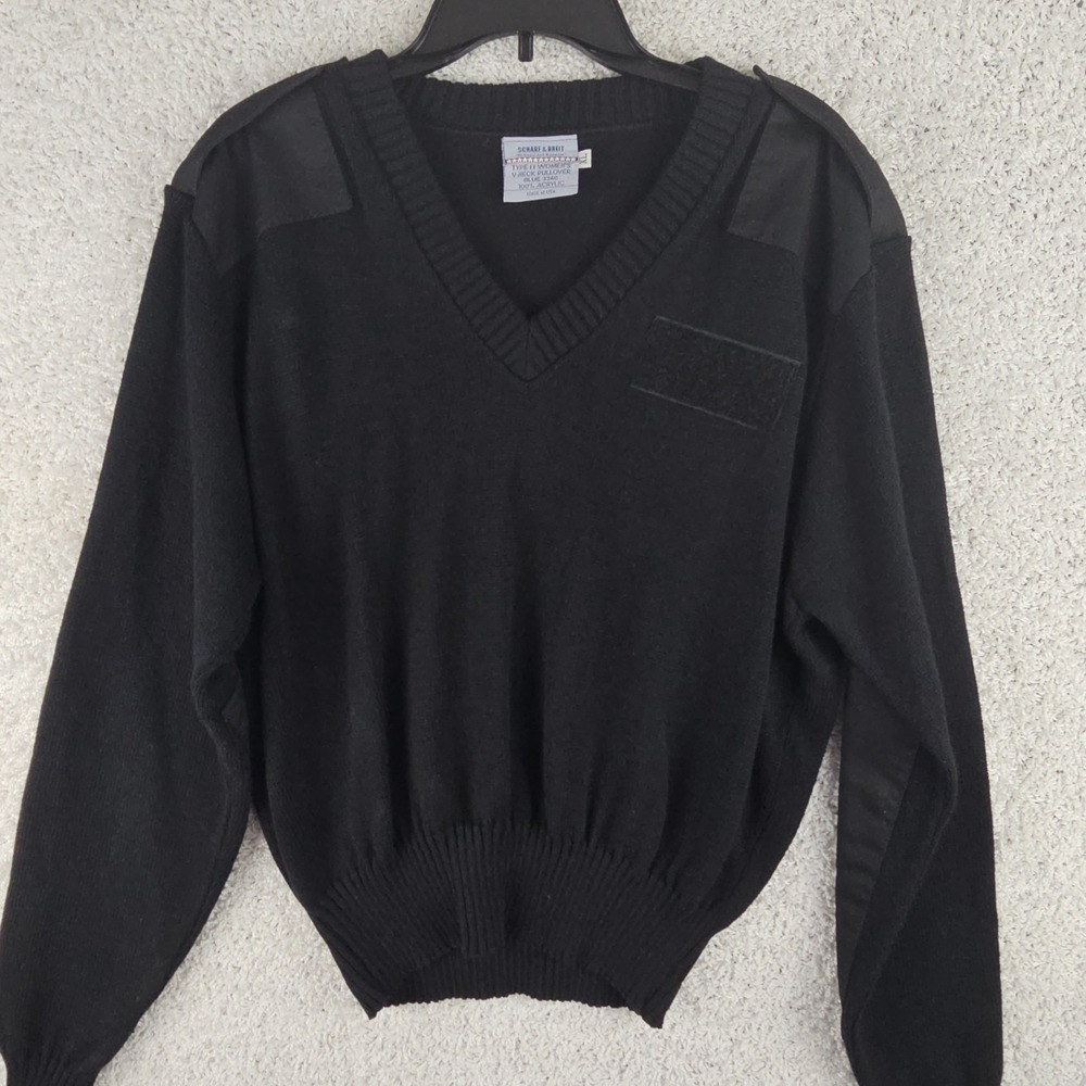Scharf & Breit Commando Black V Neck Sweater Womens XL Military USA‎ Patches